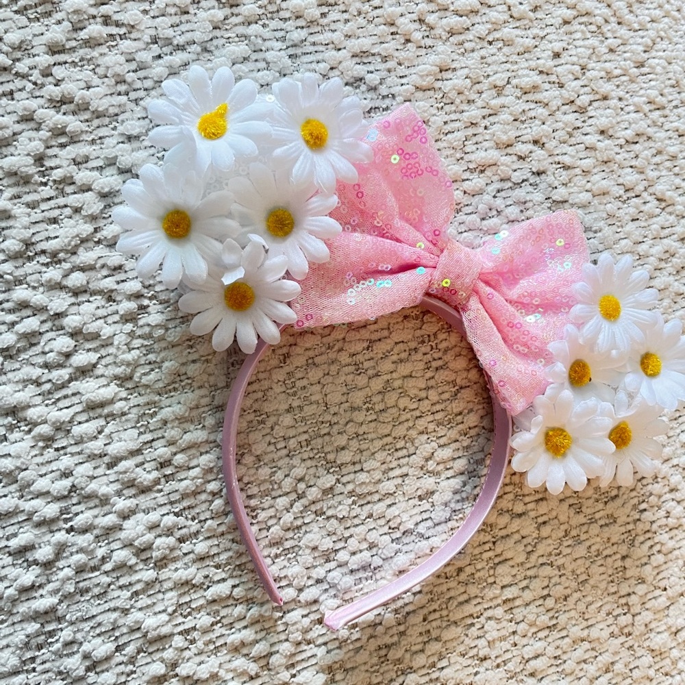 Disney Pink Floral Minnie Mouse ears with Daisies